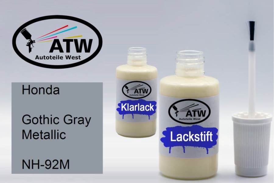 Honda, Gothic Gray Metallic, NH-92M: 20ml Lackstift + 20ml Klarlack - Set, von ATW Autoteile West.